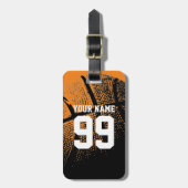 Basketbal bagagelabel met aangepast shirt nummer (Voorkant verticaal)