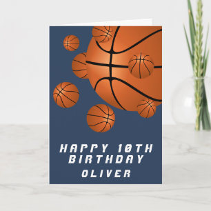 Basketbal Bal Blauw Kinderen Jongen Verjaardag Kaart