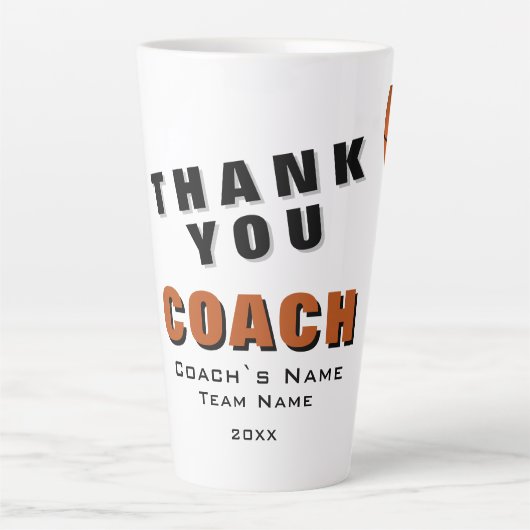 Basketbal Bal Dank je Coach  Latte Mok (Voorkant)