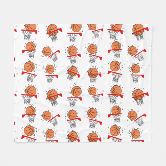 Basketbal - Bal en Hoepel Patroon Fleece Deken (Voorkant (Horizontaal))
