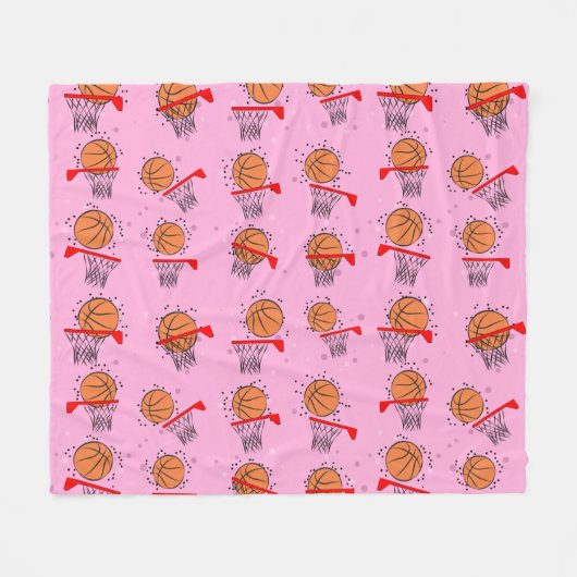 Basketbal - Bal en Ring Patroon Fleece Deken (Voorkant (Horizontaal))