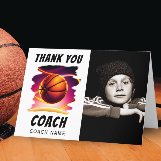Basketbal Bal Foto Dank je Coach Kaart