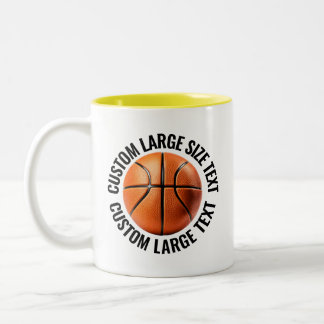 Basketbal Bal & Grote Tekst GEEL 11oz Aangepast Tweekleurige Koffiemok