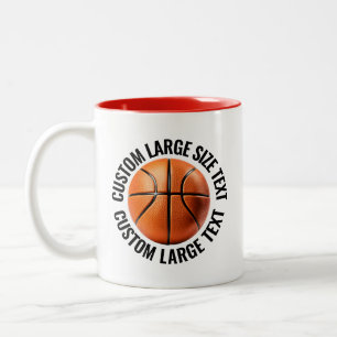 Basketbal Bal & Grote Tekst Rood 11oz Custom Tweekleurige Koffiemok
