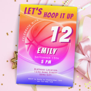 Basketbal Bal Hoep het op Sport Verjaardag Kaart