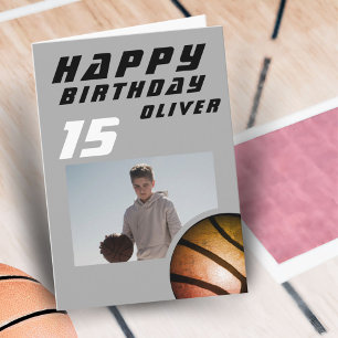 Basketbal Bal Jongen Foto Verjaardagskaart Kaart