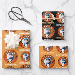 Basketbal Bal Kinderen Gelukkige Verjaardag Leefti Inpakpapier Vel