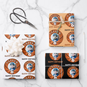 Basketbal Bal Kinderen Gelukkige Verjaardag Leefti Inpakpapier Vel