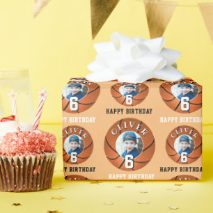Basketbal Bal Kinderen Verjaardag Leeftijd Foto Cadeaupapier