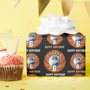Basketbal Bal Kinderen Verjaardag Leeftijd Foto Cadeaupapier