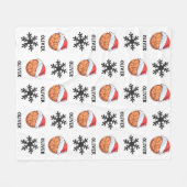 Basketbal Bal met rode Santa Hat Sneeuwvlok Naam Fleece Deken (Voorkant (Horizontaal))