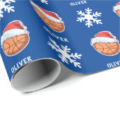 Basketbal Bal met Rode Santa Hoed Sneeuwvlok Naam Cadeaupapier (Rol Hoek)