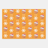 Basketbal Bal met Rode Santa Hoed Sneeuwvlok Naam Inpakpapier Vel (Voorkant 3)