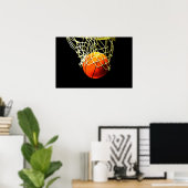 Basketbal Bal & Net Print Poster (Thuiskantoor)