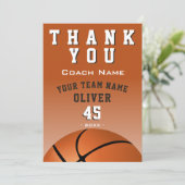 Basketbal Bal Oranje Sport Dank je Coach Kaart (Staand voorkant)