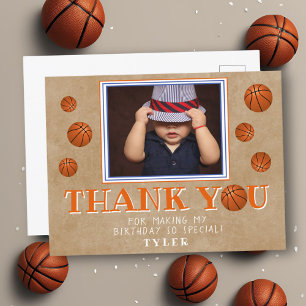 Basketbal Bal Oude Papier Verjaardag Bedankt Foto Briefkaart