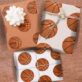 Basketbal Bal Patroon Kinderen Naam Verjaardag Inp Inpakpapier Vel