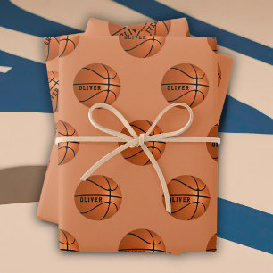Basketbal Bal Patroon Kinderen Naam Verjaardag  Inpakpapier Vel