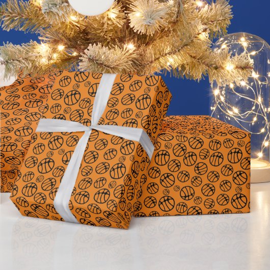 Basketbal Bal Patroon Oranje Cadeaupapier (Feestdagen)