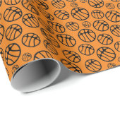 Basketbal Bal Patroon Oranje Cadeaupapier (Rol Hoek)