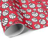 Basketbal Bal Patroon Rood Naam Cadeaupapier (Rol Hoek)