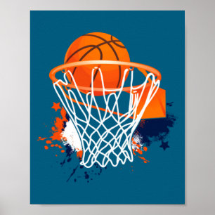 Basketbal Bal Ringen Speler Basketbal Coach Poster