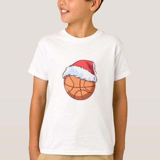 Basketbal Bal Rode Santa Hoed Sneeuwvlok Kerstmis T-shirt (Voorkant)