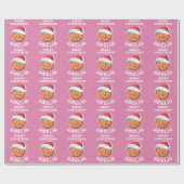 Basketbal Bal Roze Kerstman Hoed Kerst Kind Naam Cadeaupapier (Vlak)