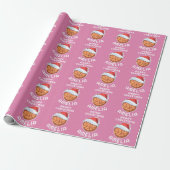 Basketbal Bal Roze Kerstman Hoed Kerst Kind Naam Cadeaupapier (Uitgerold)