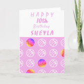 Basketbal Bal Roze Sportpatroon Verjaardag Kaart (Voorkant)