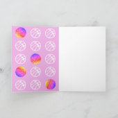 Basketbal Bal Roze Sportpatroon Verjaardag Kaart (Binnen)