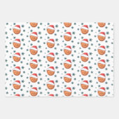 Basketbal bal Santa Hoed Snowflake Naam Foto Inpakpapier Vel (Voorkant 3)