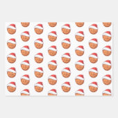 Basketbal bal Santa Hoed Snowflake Naam Foto Inpakpapier Vel (Voorkant 2)