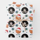 Basketbal bal Santa Hoed Snowflake Naam Foto Inpakpapier Vel (In situ)