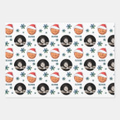 Basketbal bal Santa Hoed Snowflake Naam Foto Inpakpapier Vel (Voorkant)