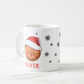 Basketbal Bal Santa Hoed Snowflake Naam Koffiemok (Voorkant links)