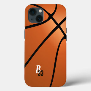 Basketbal Bal Speler Nummer Monogram Sport iPhone 13 Hoesje