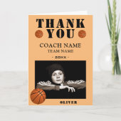 Basketbal Bal Sport Foto Coach Bedankkaart (Voorkant)