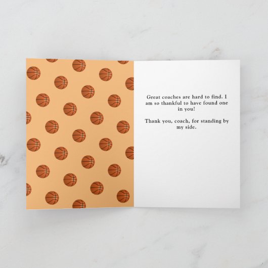 Basketbal Bal Sport Foto Coach Bedankkaart (Binnen)