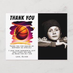 Basketbal Bal Sporten Foto Verjaardag Bedankt   Briefkaart