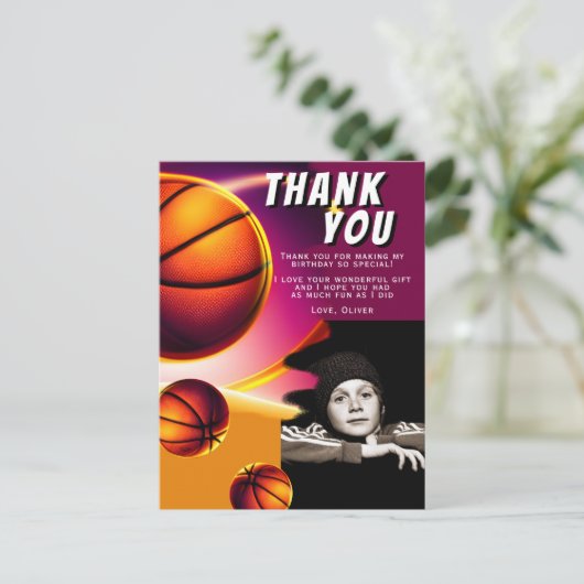 Basketbal Bal Sporten Foto Verjaardag Bedankt  Briefkaart (Staand voorkant)