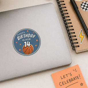Basketbal Bal Sporten Gelukkige Verjaardag Ronde Sticker