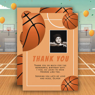 Basketbal Bal Sporten Verjaardag Foto Bedankkaart
