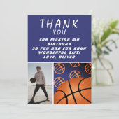 Basketbal Bal Sporten Verjaardagsfoto  Bedankkaart (Staand voorkant)