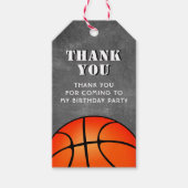 Basketbal Ball Chalkboard Verjaardag Dank Cadeaulabel (Voorkant)
