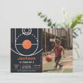 Basketbal Ball Sport Verjaardag Foto uitnodiging (Staand voorkant)