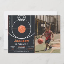 Basketbal Ball Sport Verjaardag Foto uitnodiging