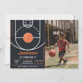 Basketbal Ball Sport Verjaardag Foto uitnodiging
