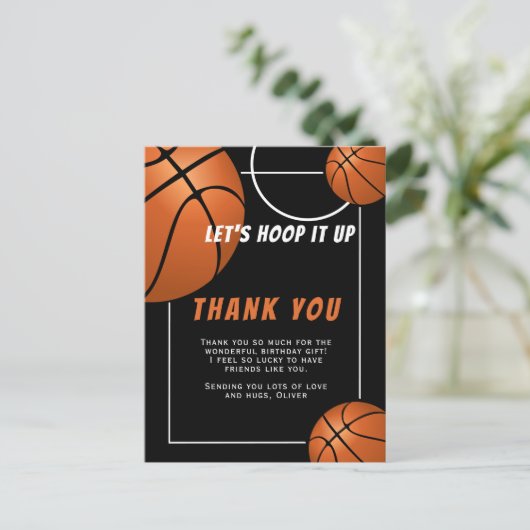 Basketbal Ball Sports Kids Verjaardag Dank u Briefkaart (Staand voorkant)