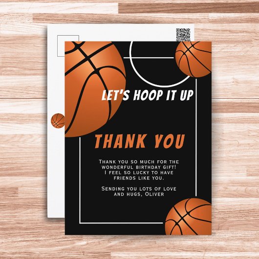 Basketbal Ball Sports Kids Verjaardag Dank u Briefkaart